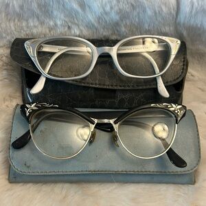 Vintage 1950’s reading glasses with prescriptions inside lenses 2 pairs